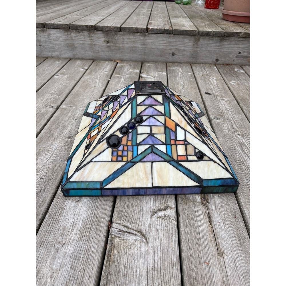 Tiffany Style Stained Glass Lamp Shade Geometric Mission Arts‎ and Crafts Square